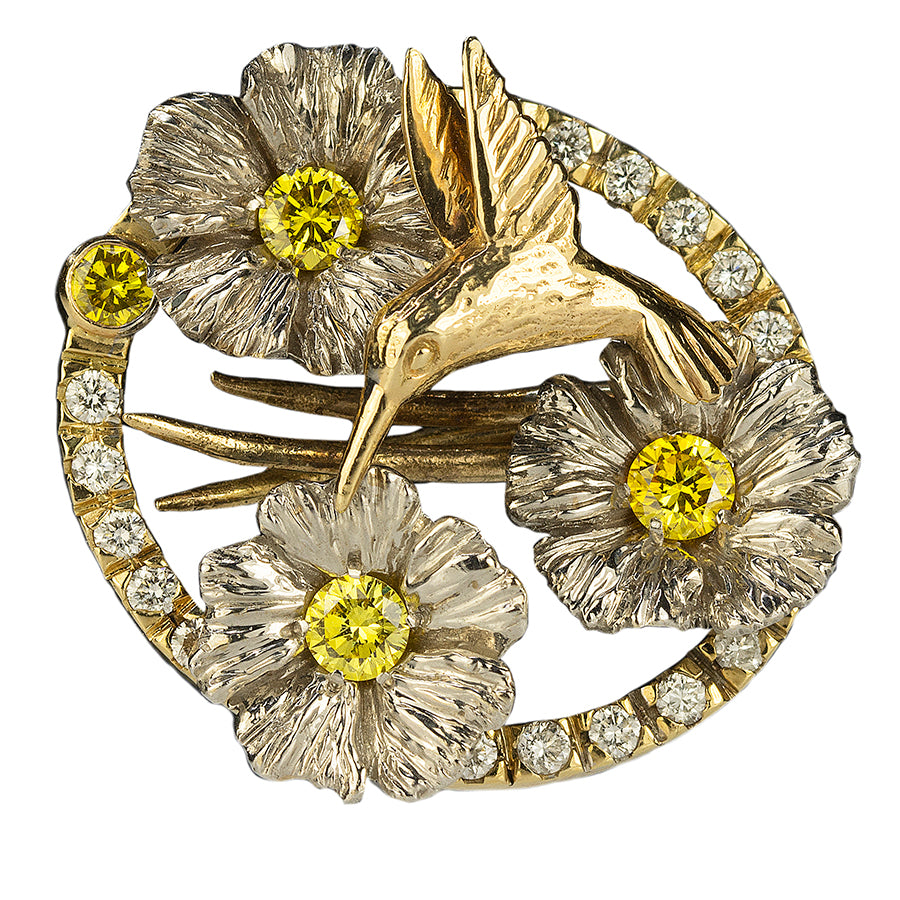 Diamond Hummingbird Brooch/Pendant