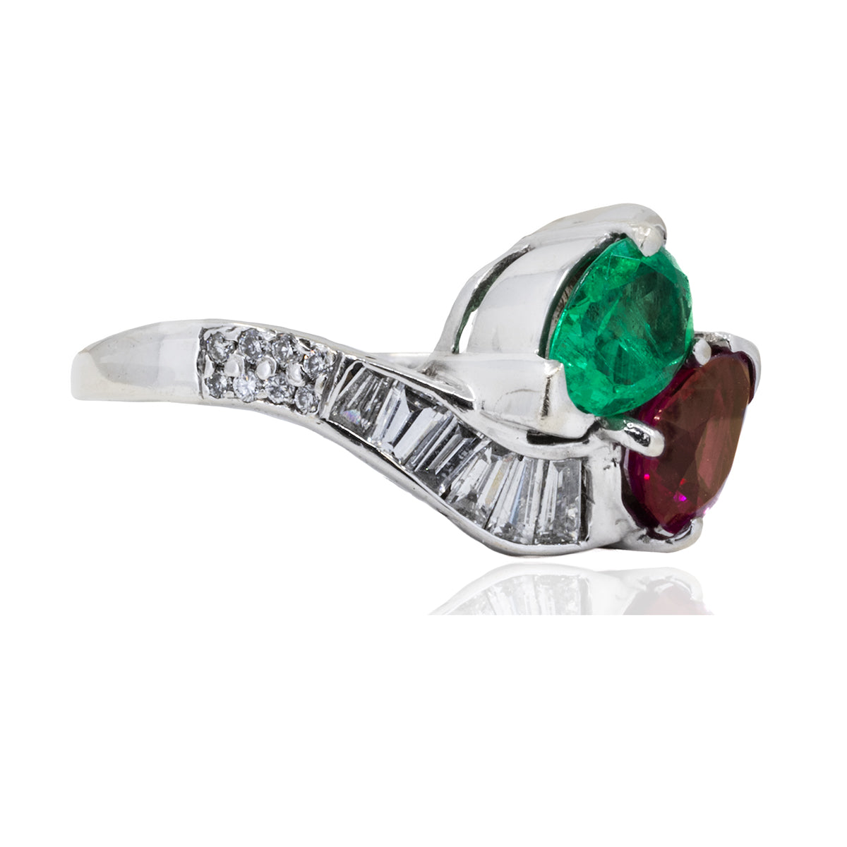 Emerald & Ruby Bypass Ring