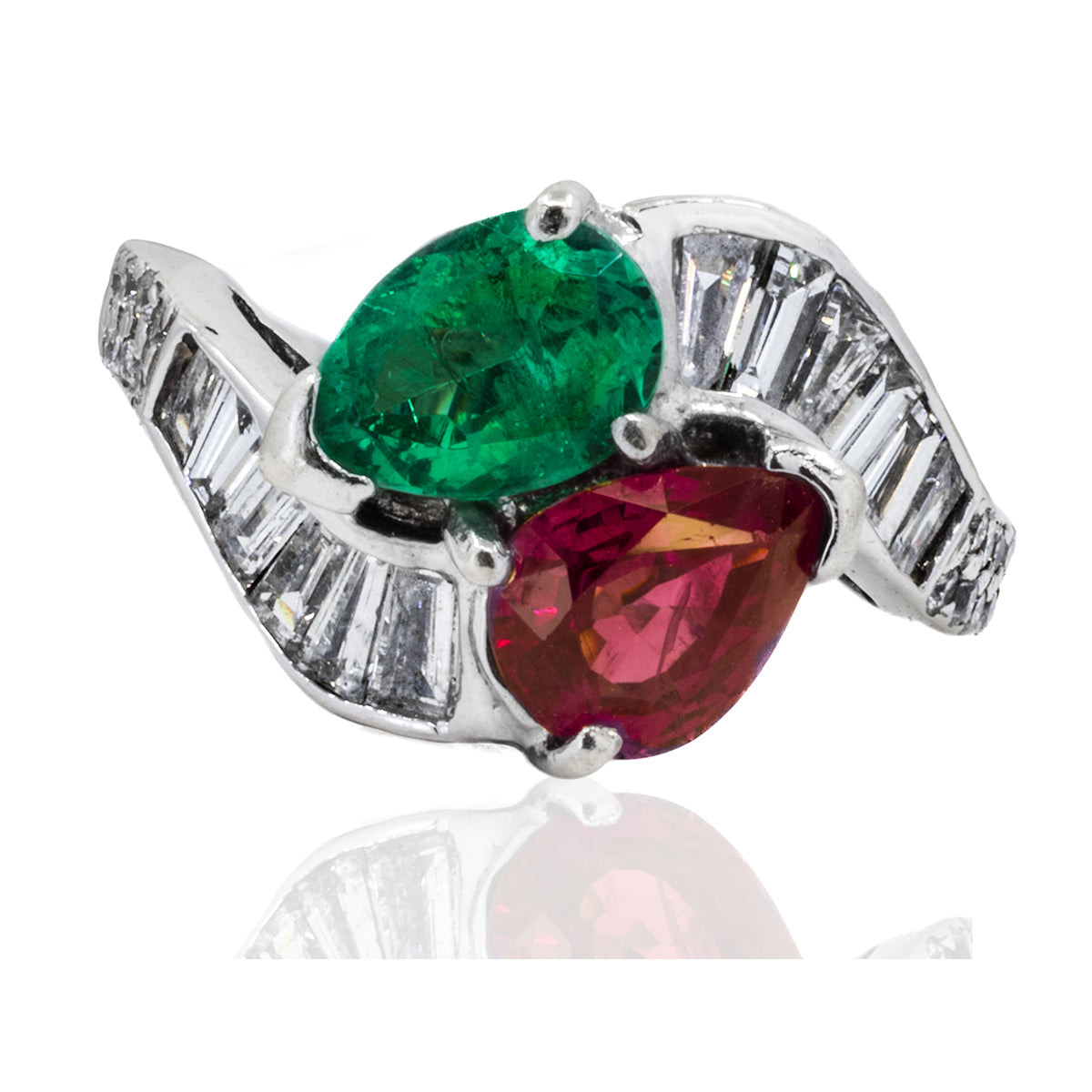 Emerald & Ruby Bypass Ring