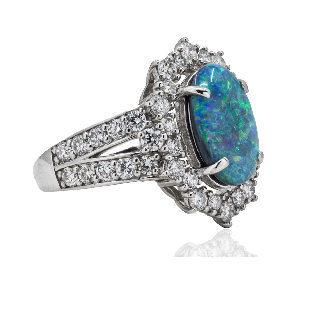Platinum Black Opal Ring
