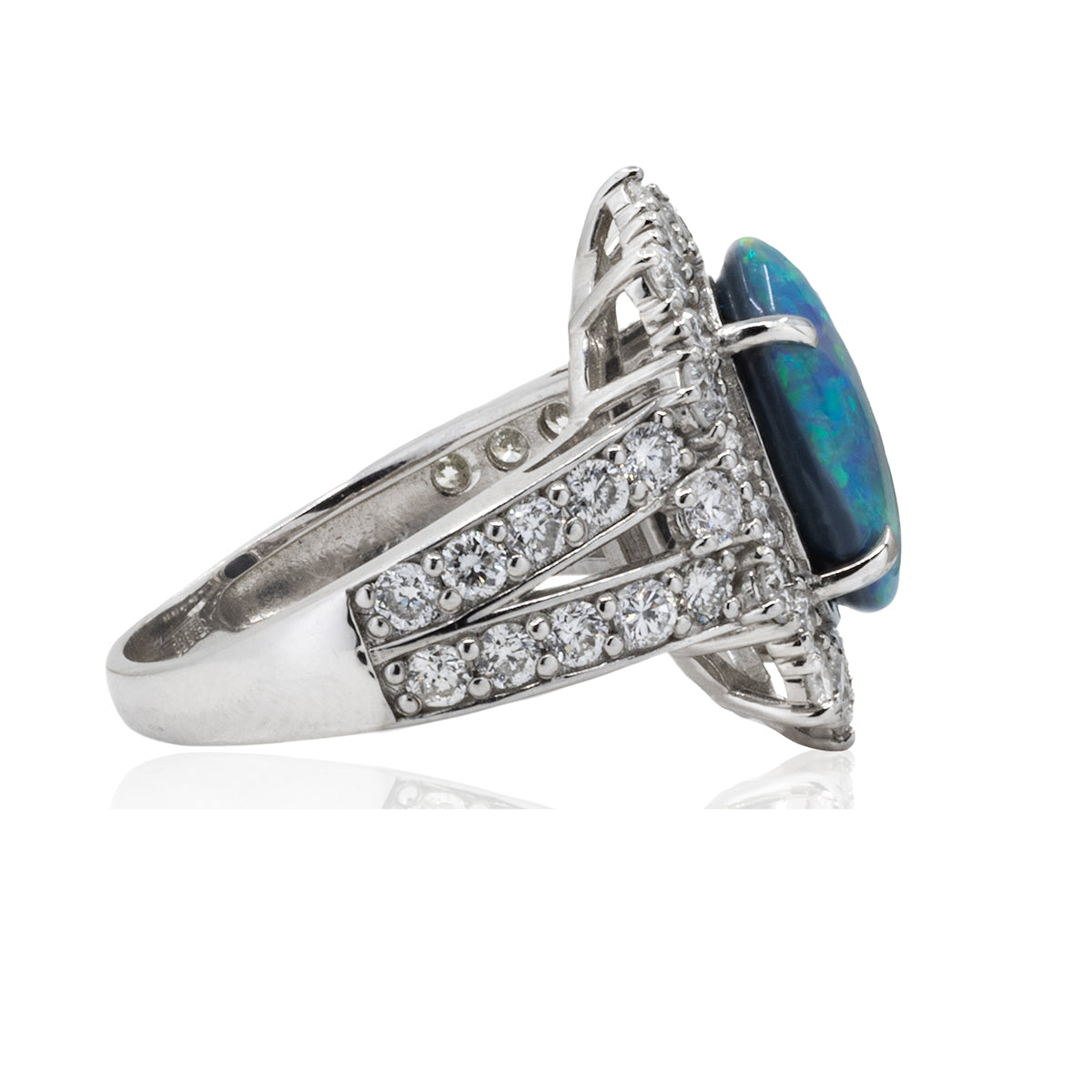 Platinum Black Opal Ring