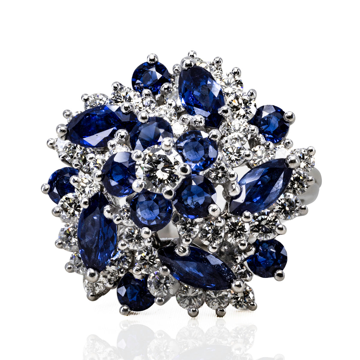 Platinum Sapphire & Diamonds Cocktail Ring