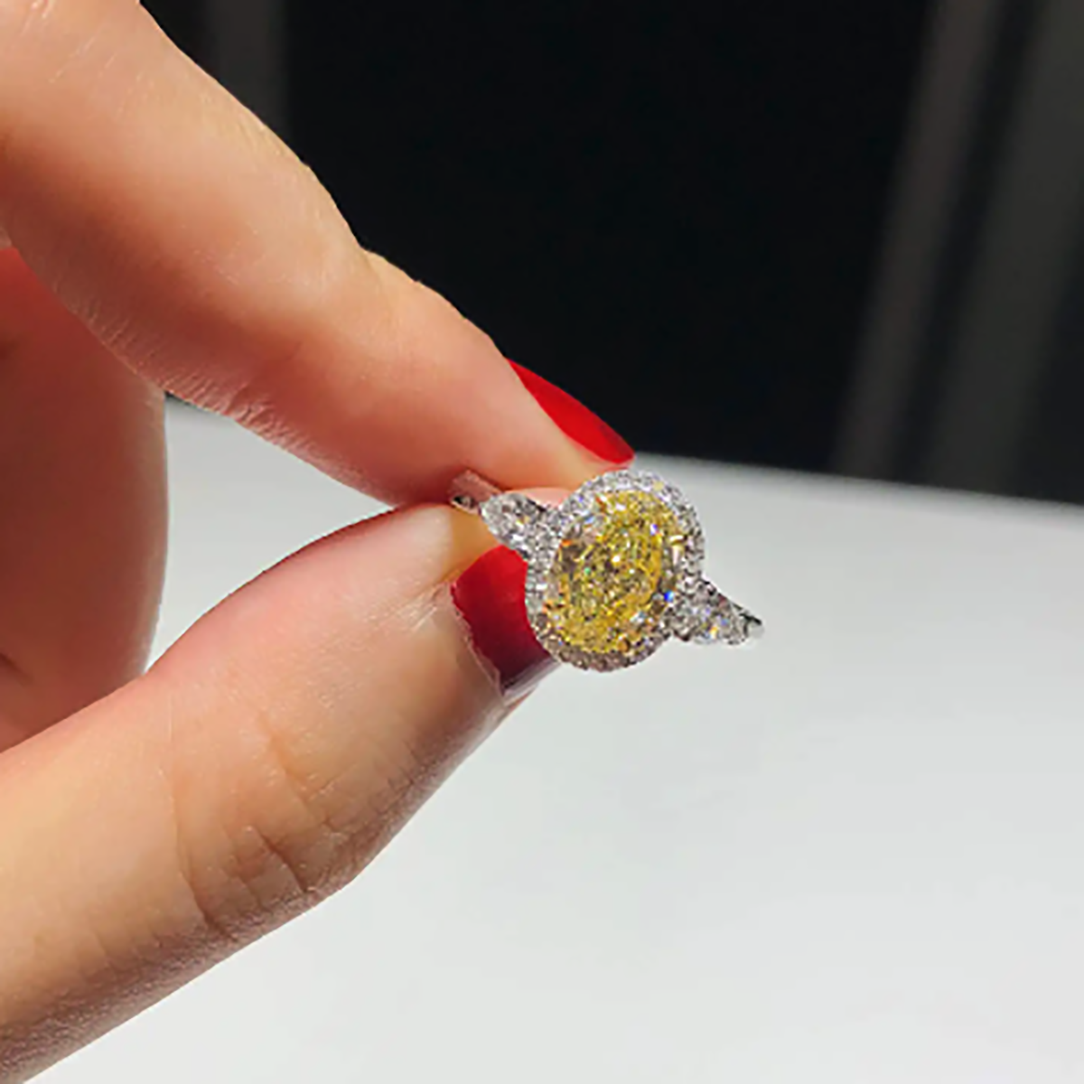 1.51 OV Yellow DIamond Ring