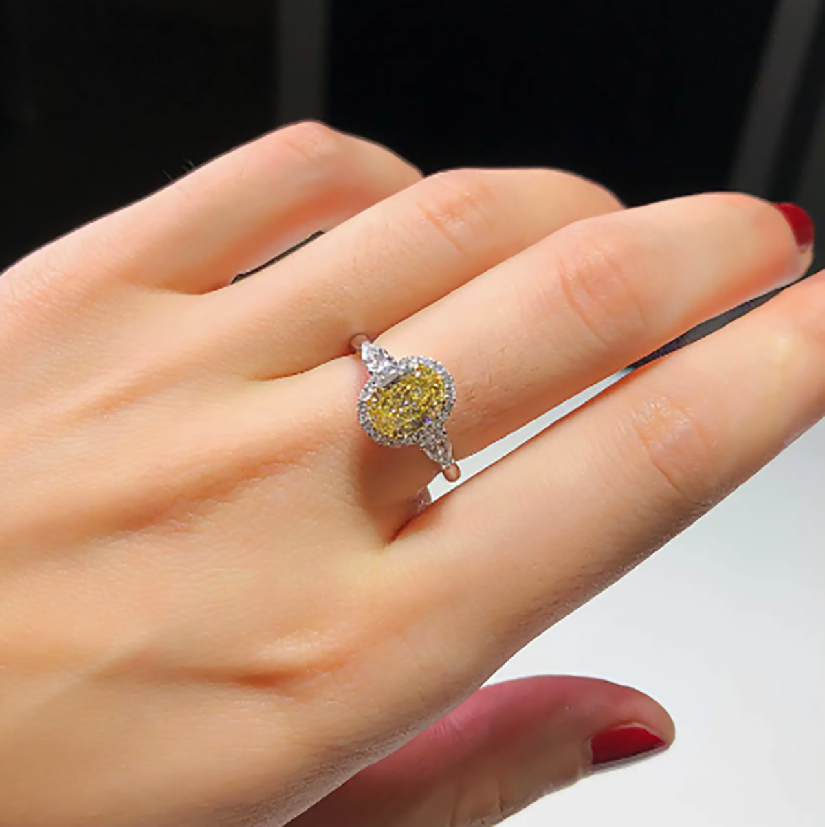 1.51 OV Yellow DIamond Ring