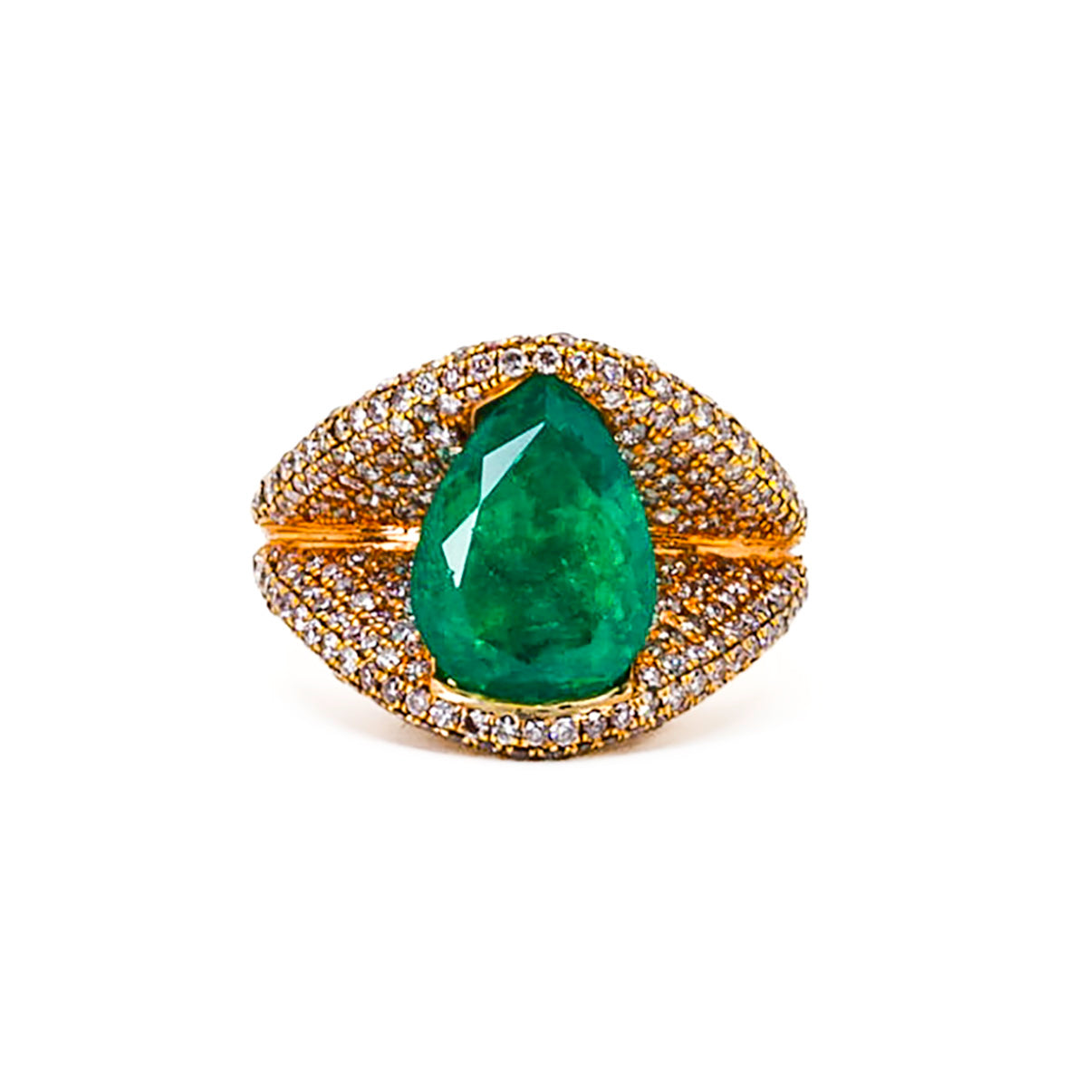 18k Rose Gold Emerald Ring