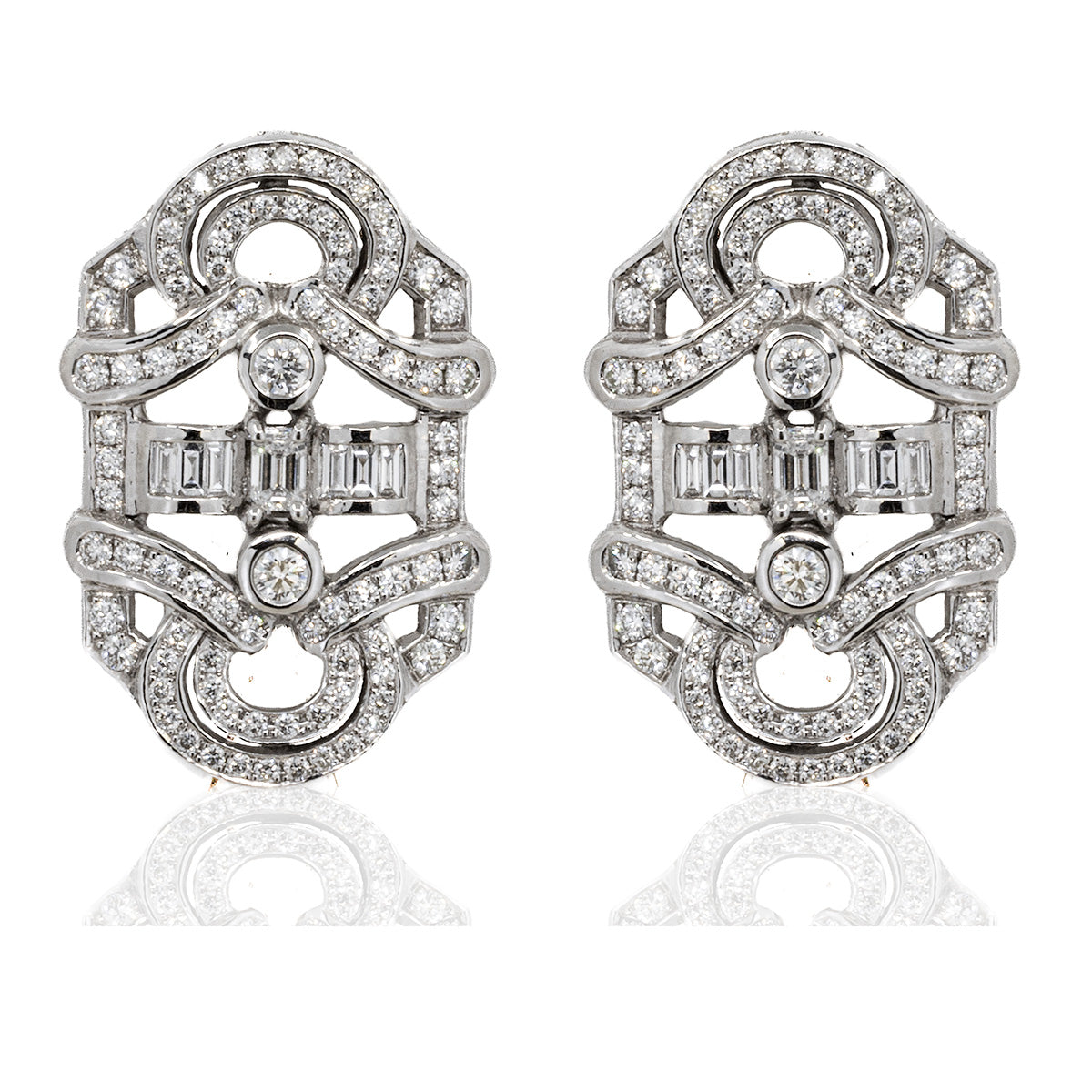 18k Art Deco Style Diamond Earrings