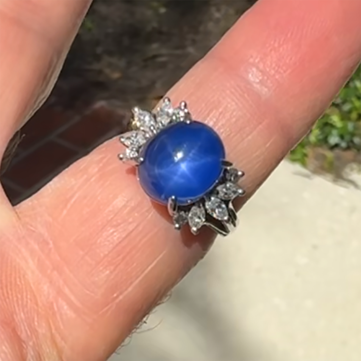 Platinum Star Sapphire Ring