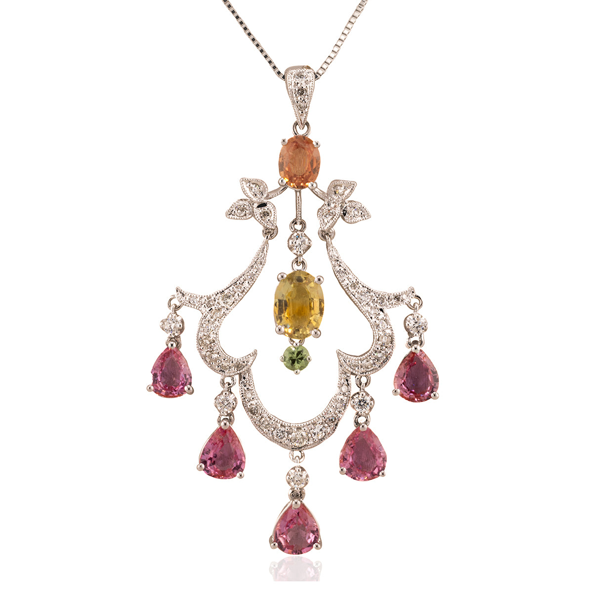 18k Sapphire Peandant on Platinum Chain