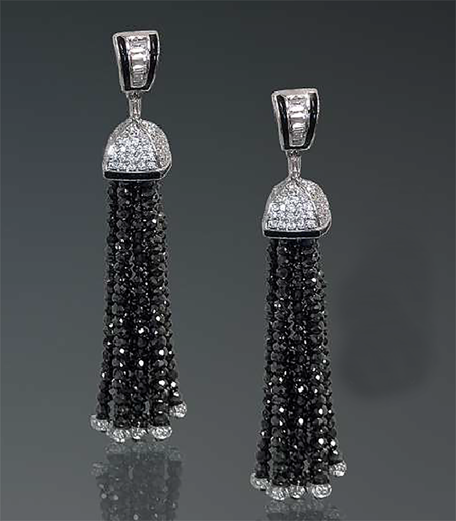 Black DIamond Tassle Earrings