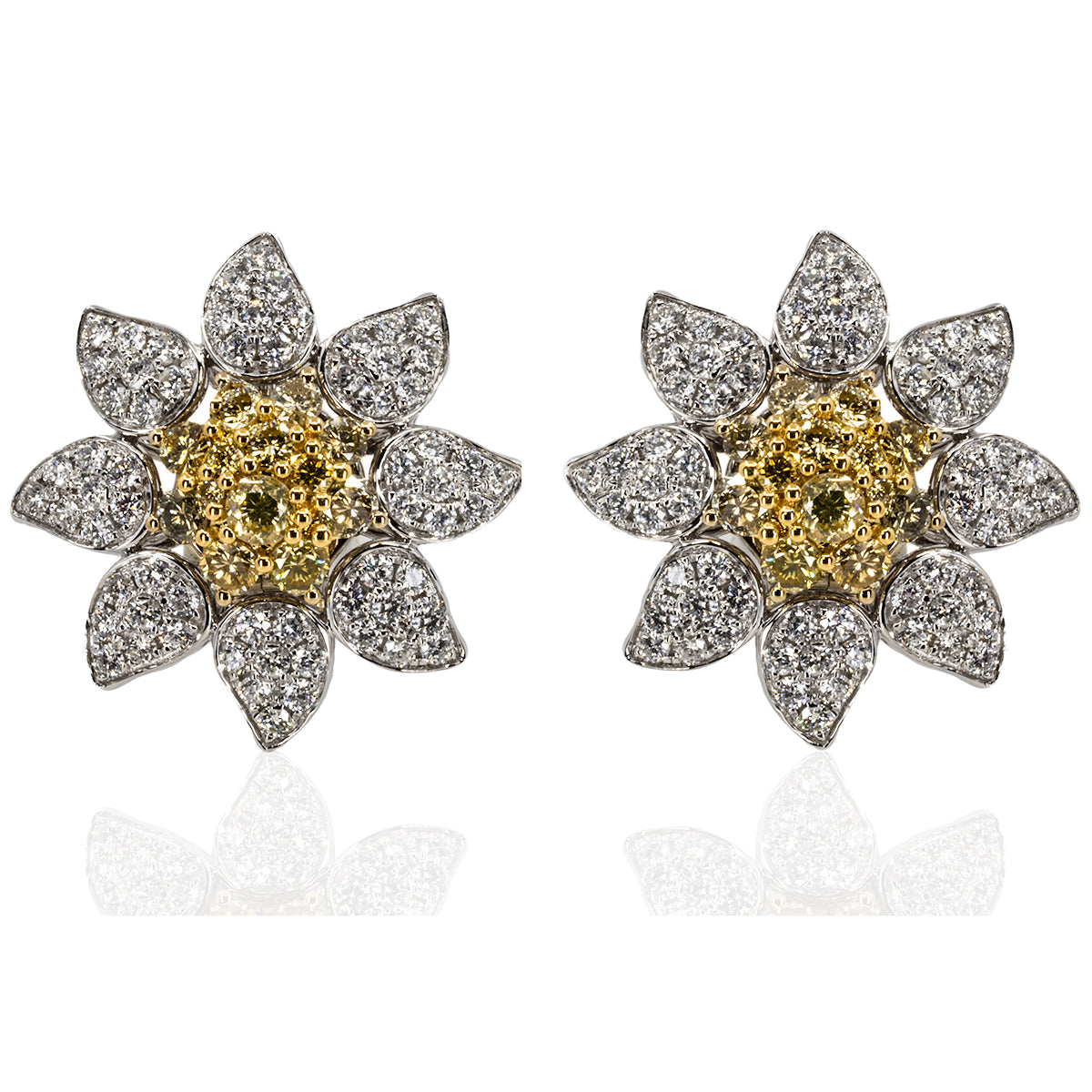 Flower Motif Diamond Earrings