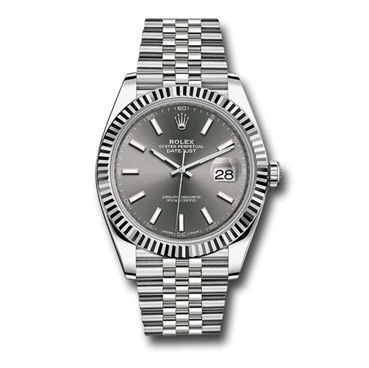 Rolex SS DJ41 with jubilee bracelet and 18k flutted bezel, r...