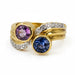 Keith Davis Blue and Pink Sapphire Bypass Ring