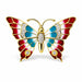 18K Plique De Jour Butterfly with Diamonds and Sapphires