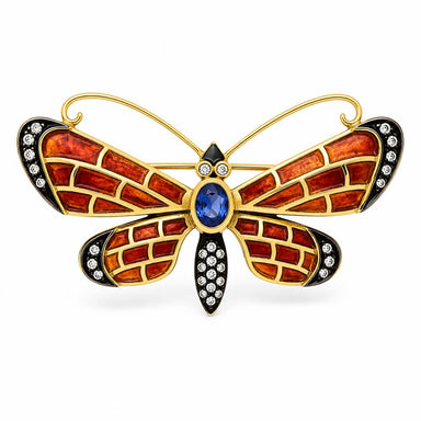 18K Plique De Jour Wasp with Sapphire and Diamond Accents