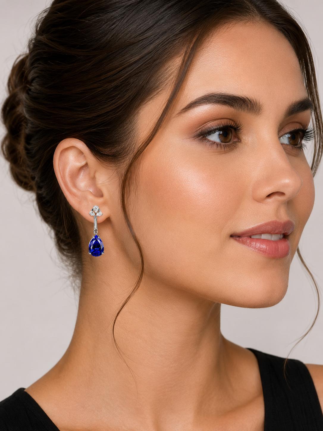 Platinum Earrings with Tanzanites and Fancy Diamonds