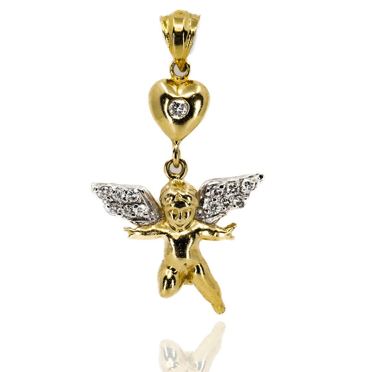 14k Diamond Cherub Pendant