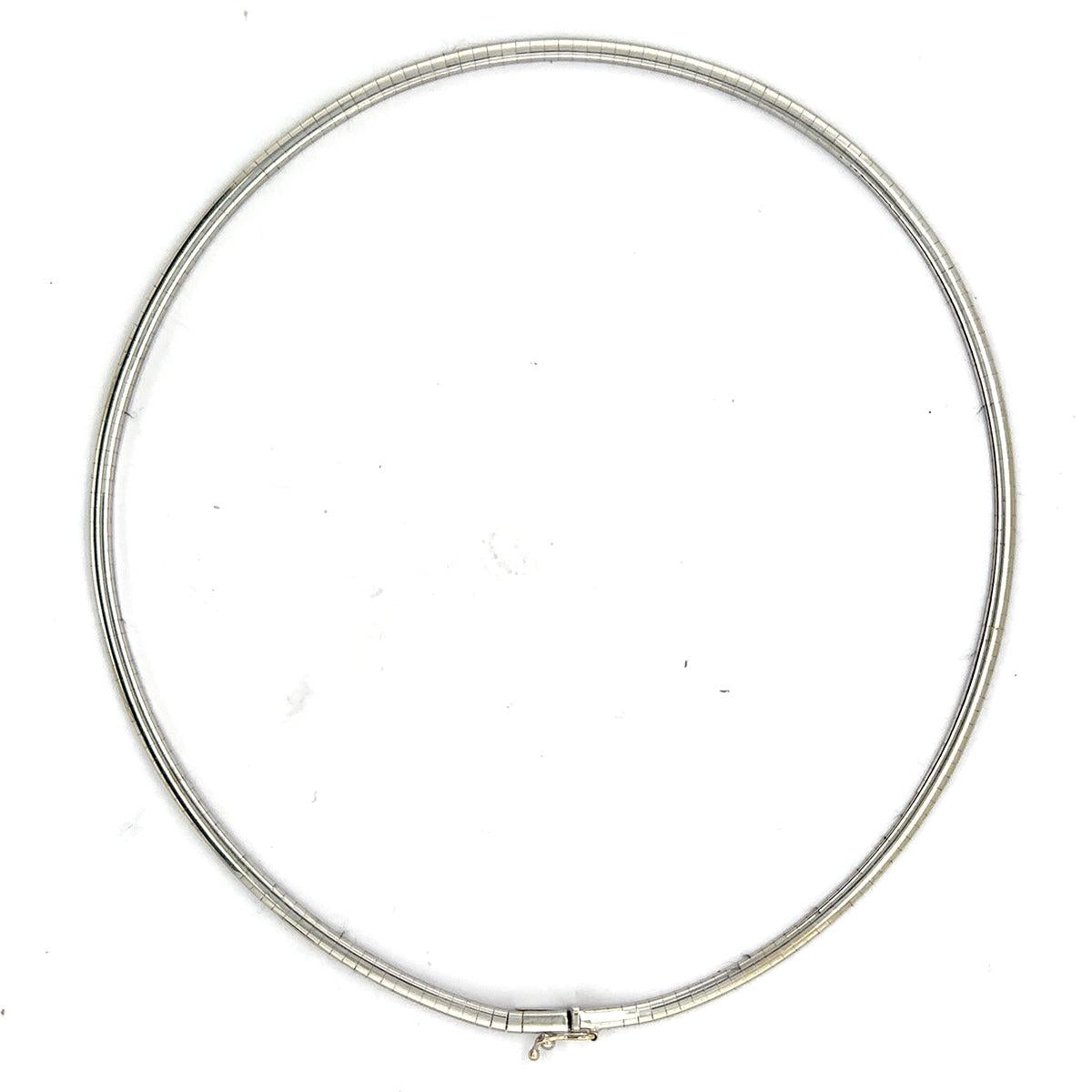 14k White Gold 3mm Omega Necklace