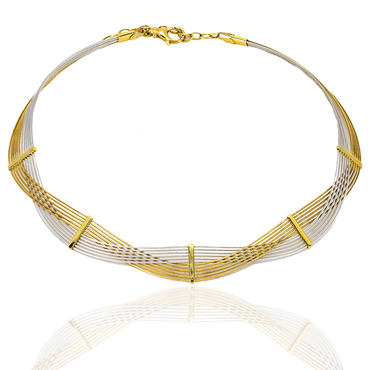 Two Tone Gold Woven Choker