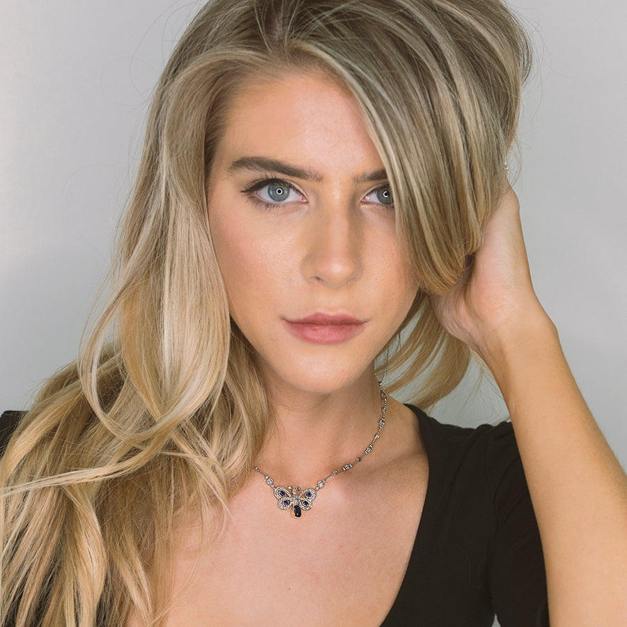 Vintage Sapphire Butterfly Necklace