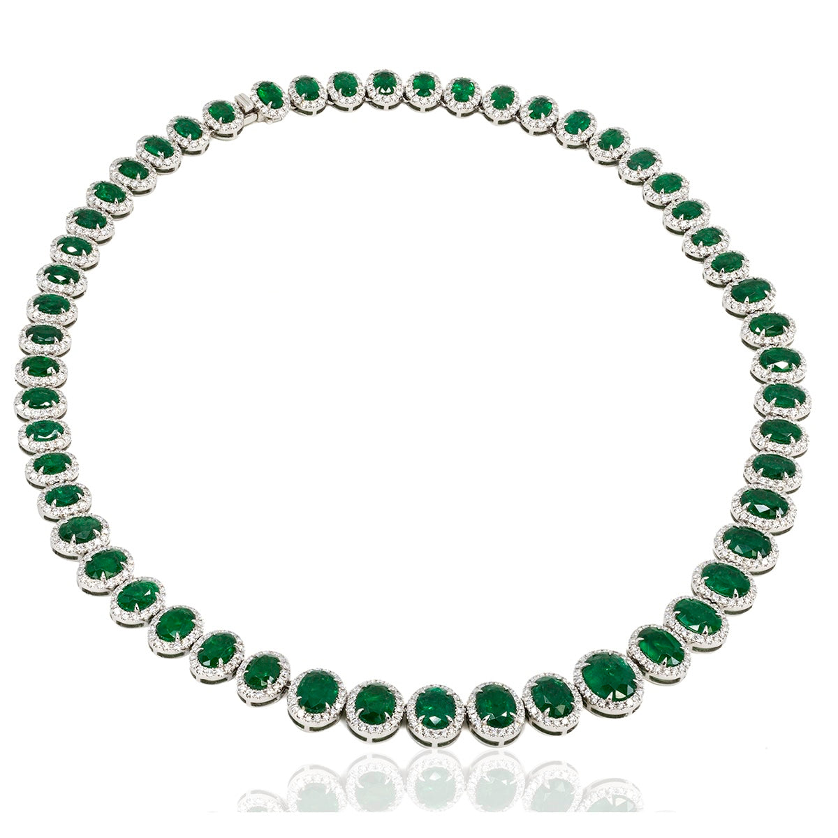 Stunning Gradiuated Emerald & Diamond Necklace