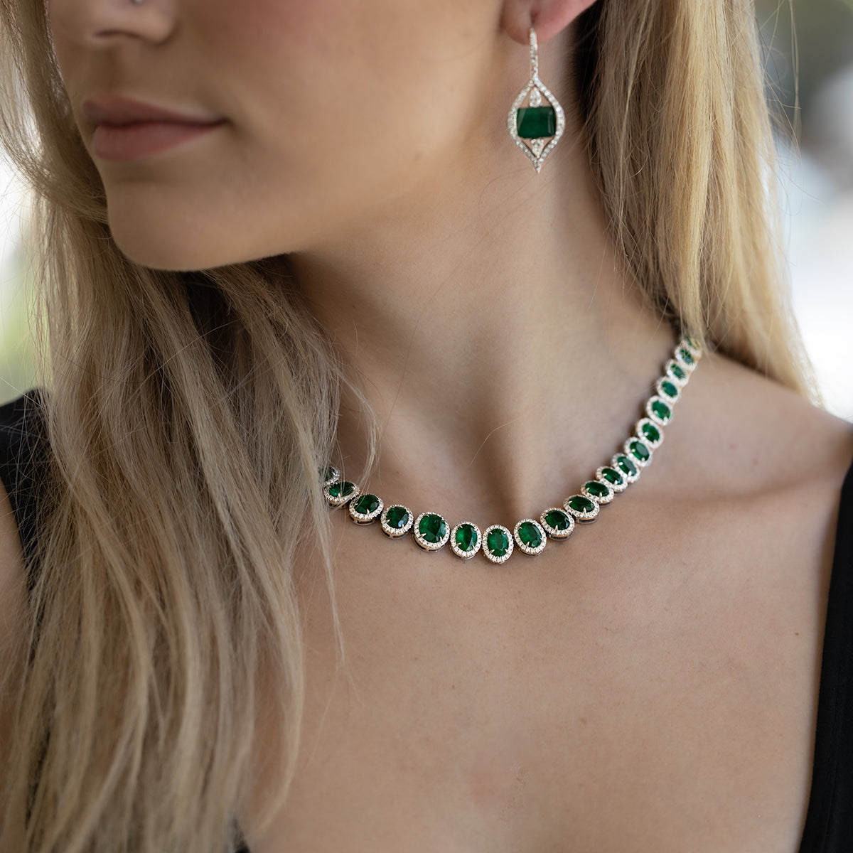 Graduated Emerald & Diamond Necklace