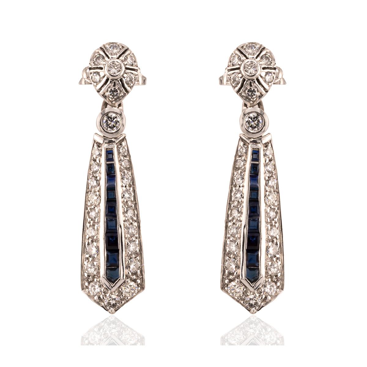 18k Diamond & Sapphire Earrings