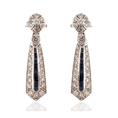 18k Diamond & Sapphire Earrings