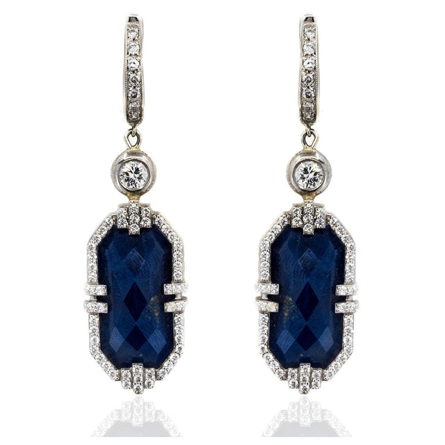 18k Lapis & Diamond Earrings