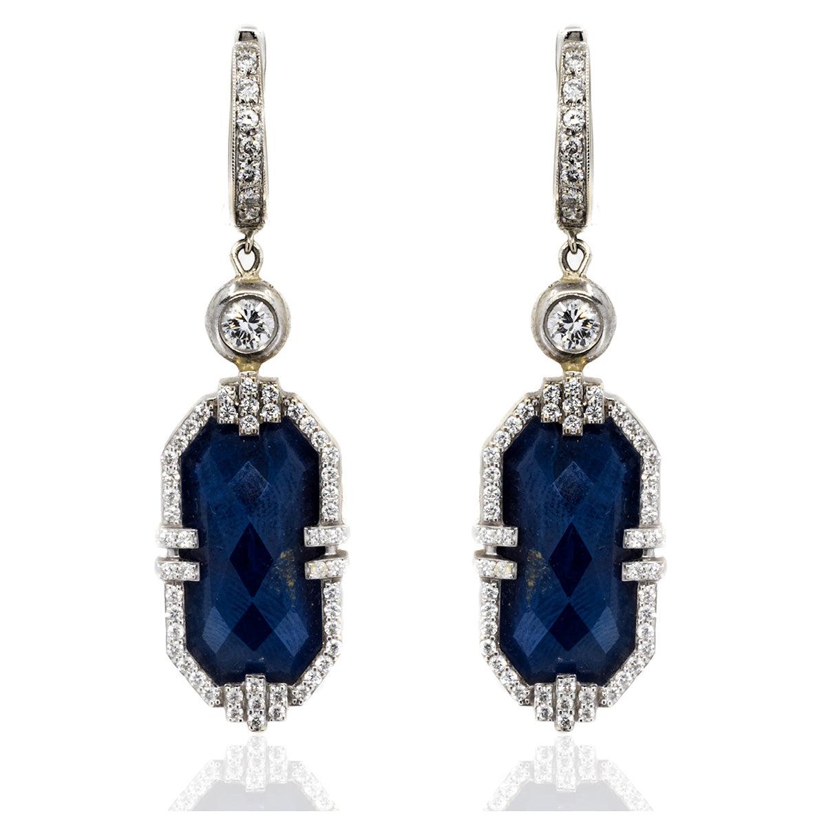 18k Lapis & Diamond Earrings