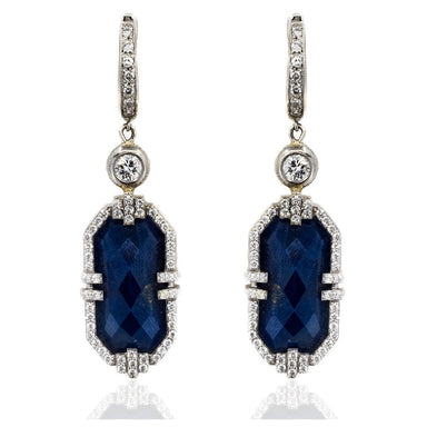 18k Lapis & Diamond Earrings