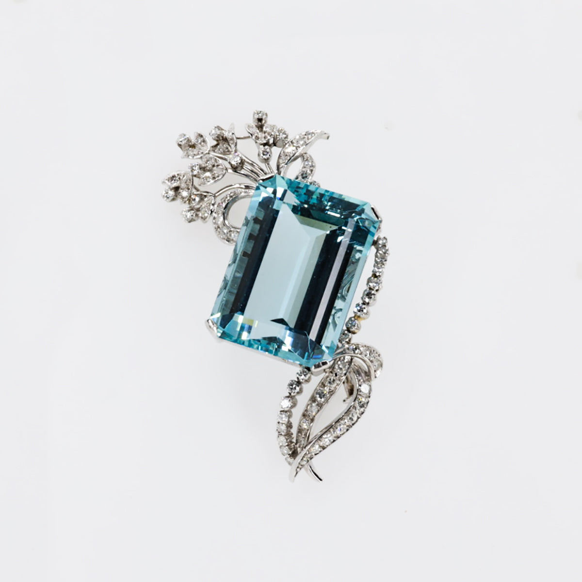 Platinum Santa Maria Aquamarine Brooch