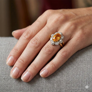 Keith Davis Orange Sapphire Ring
