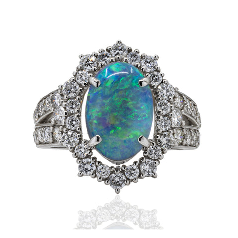 Platinum Black Opal Ring