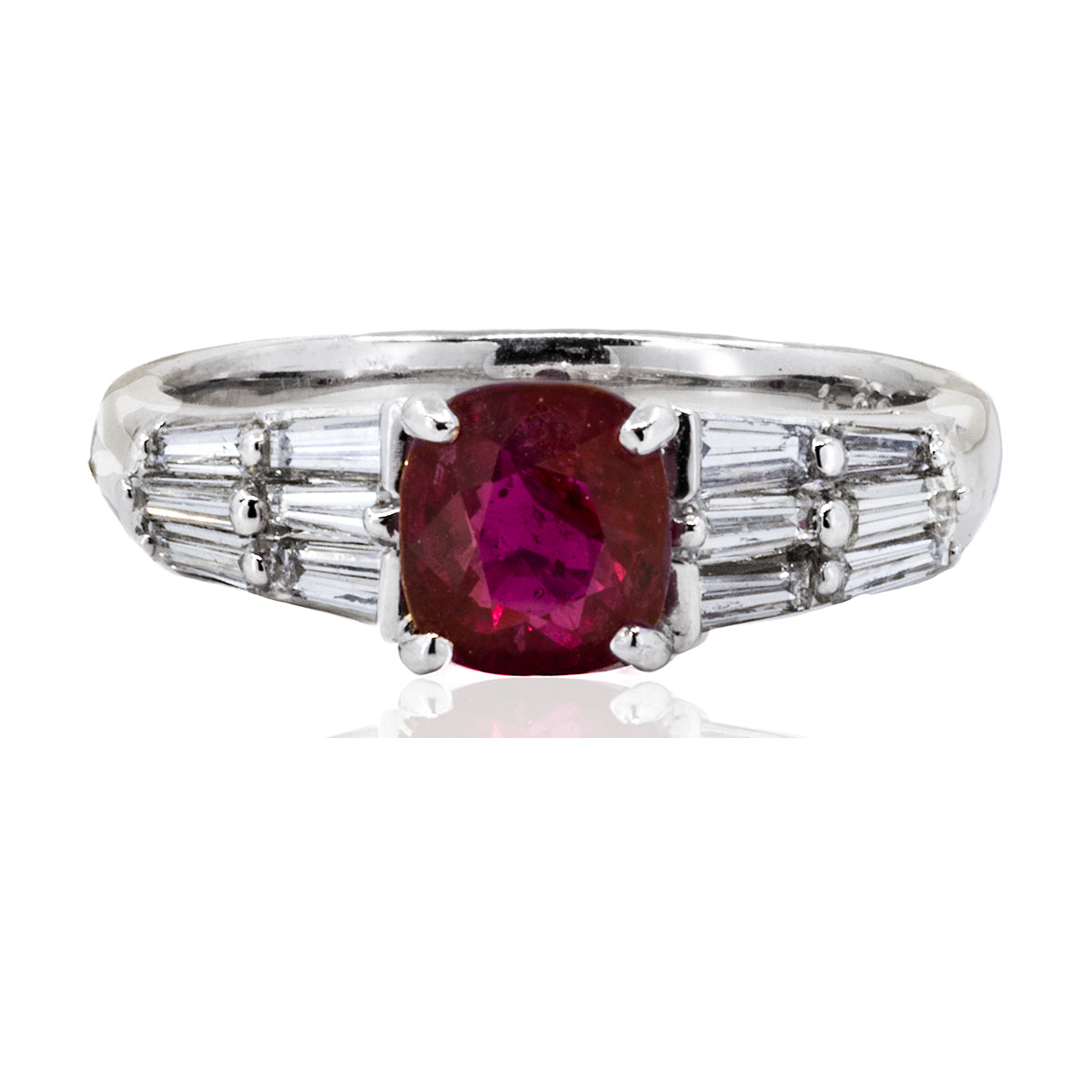 Platinum Ring No Heat Ruby