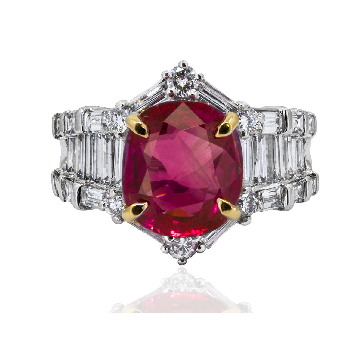 Certified Platinum Burma Ruby Ring