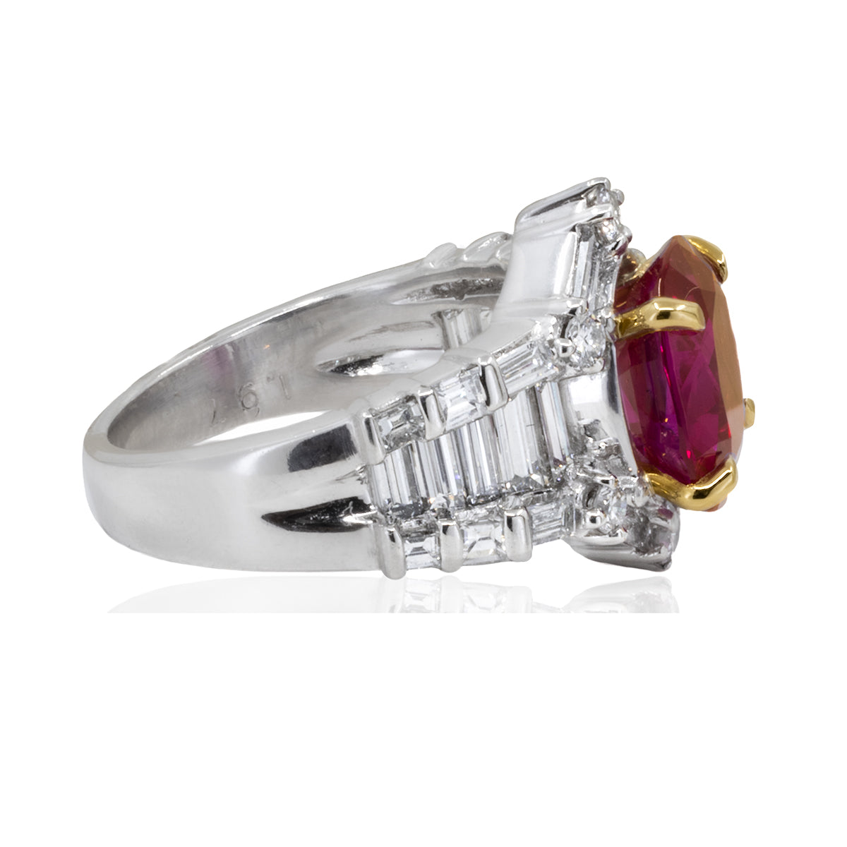 Certified Platinum Burma Ruby Ring