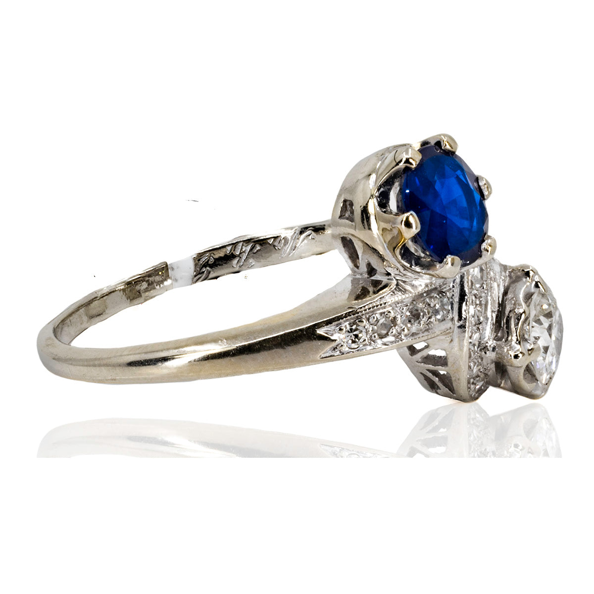 Sapphire & Diamond Bi-Pass Ring