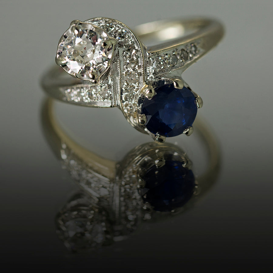 Sapphire & Diamond Bi-Pass Ring