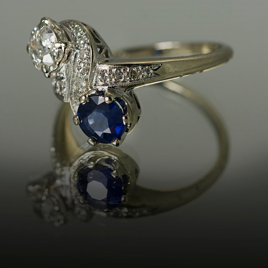 Sapphire & Diamond Bi-Pass Ring