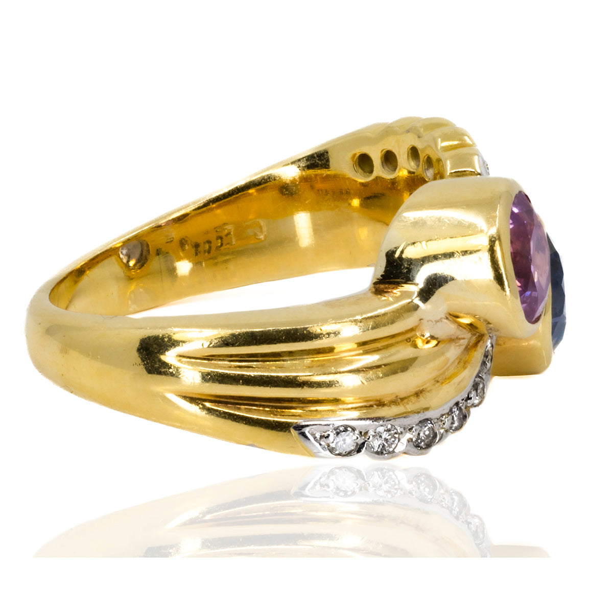 Keith Davis Blue and Pink Sapphire Bypass Ring