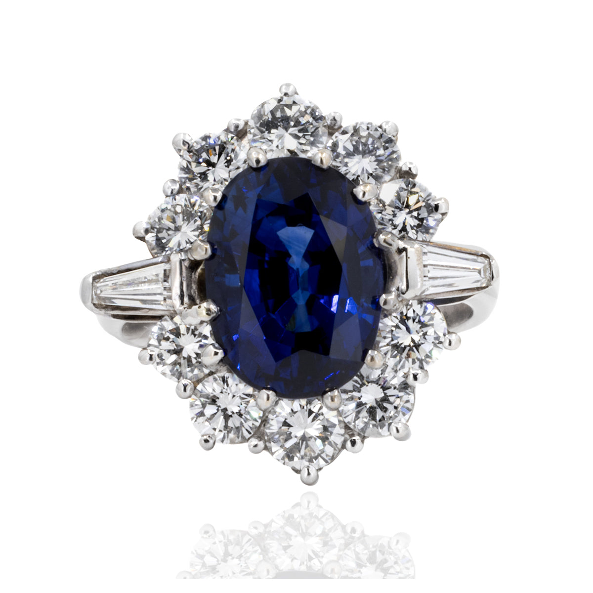 6.37 Carat Royal Blue Sapphire Ring