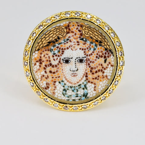 18k Micro Mosaic Inlay Ring