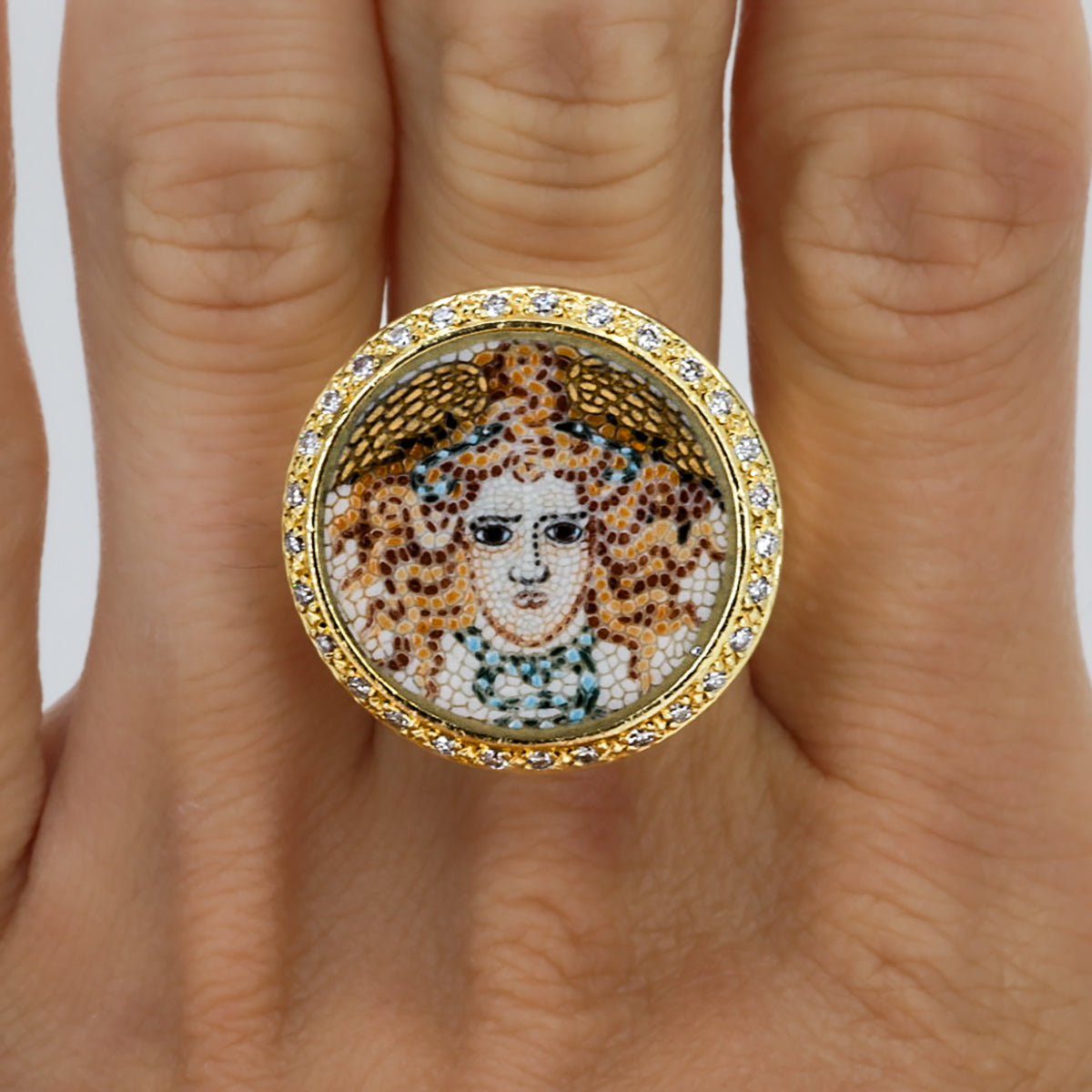 18k Micro Mosaic Inlay Ring