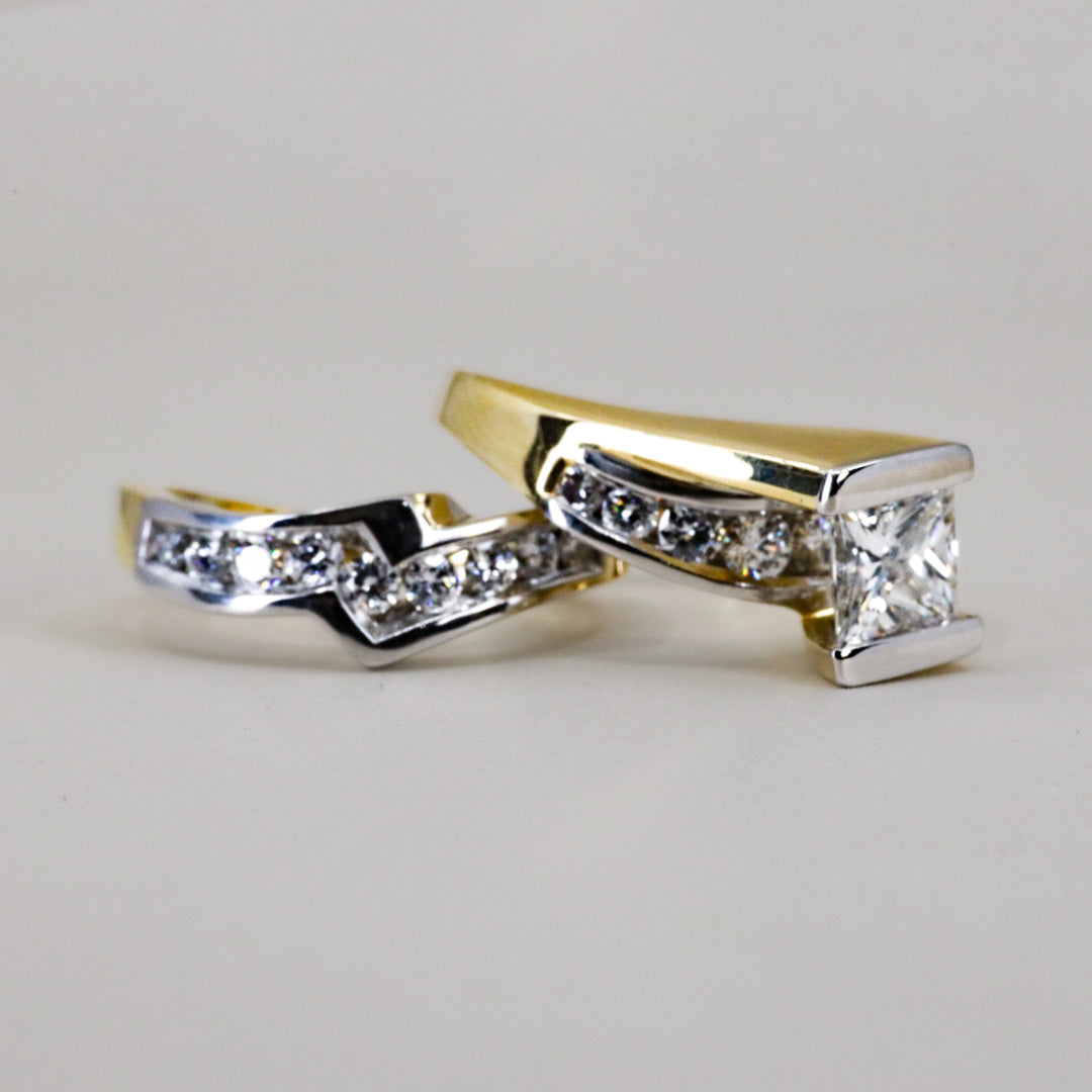 Paul Klecka Platinum & 18k Wedding Set
