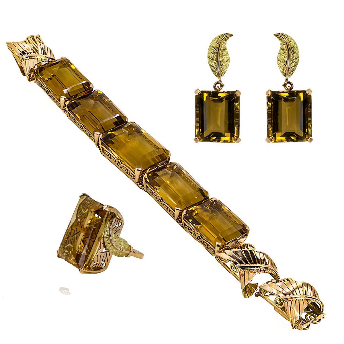 18k Retro Citrine Suite