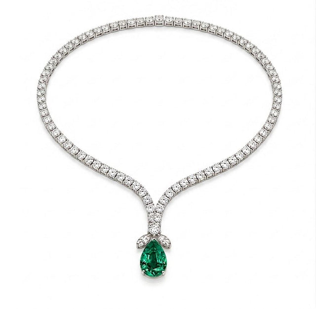 Platinum Diamond & Emerald Necklace