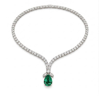Platinum Diamond & Emerald Necklace