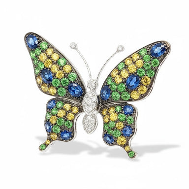 18k Tsavorite & Sapphire Butterfly Brooch