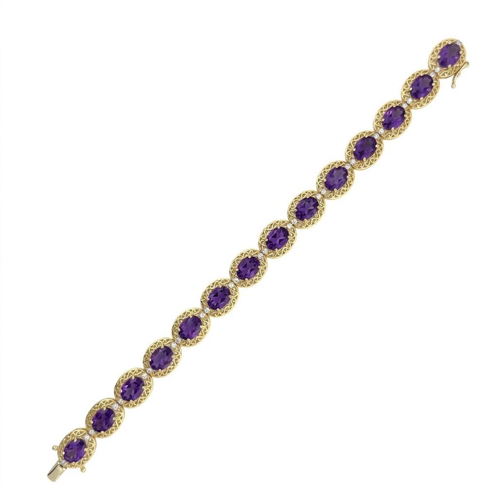 14k Yellow Gold Amethyst Bracelet