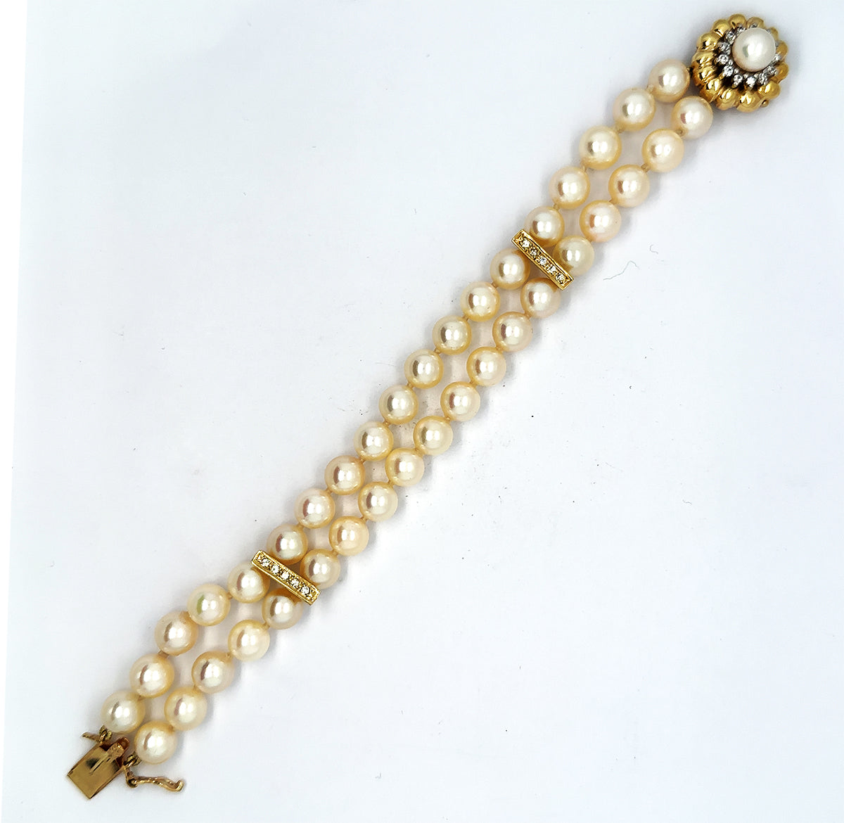 Akoya Pearl Bracelet With 18k Diamond Clasp